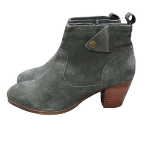 Diba Gray Suede Leather Sophia Booties Blocked High Heel side zip Ankle Boots 9